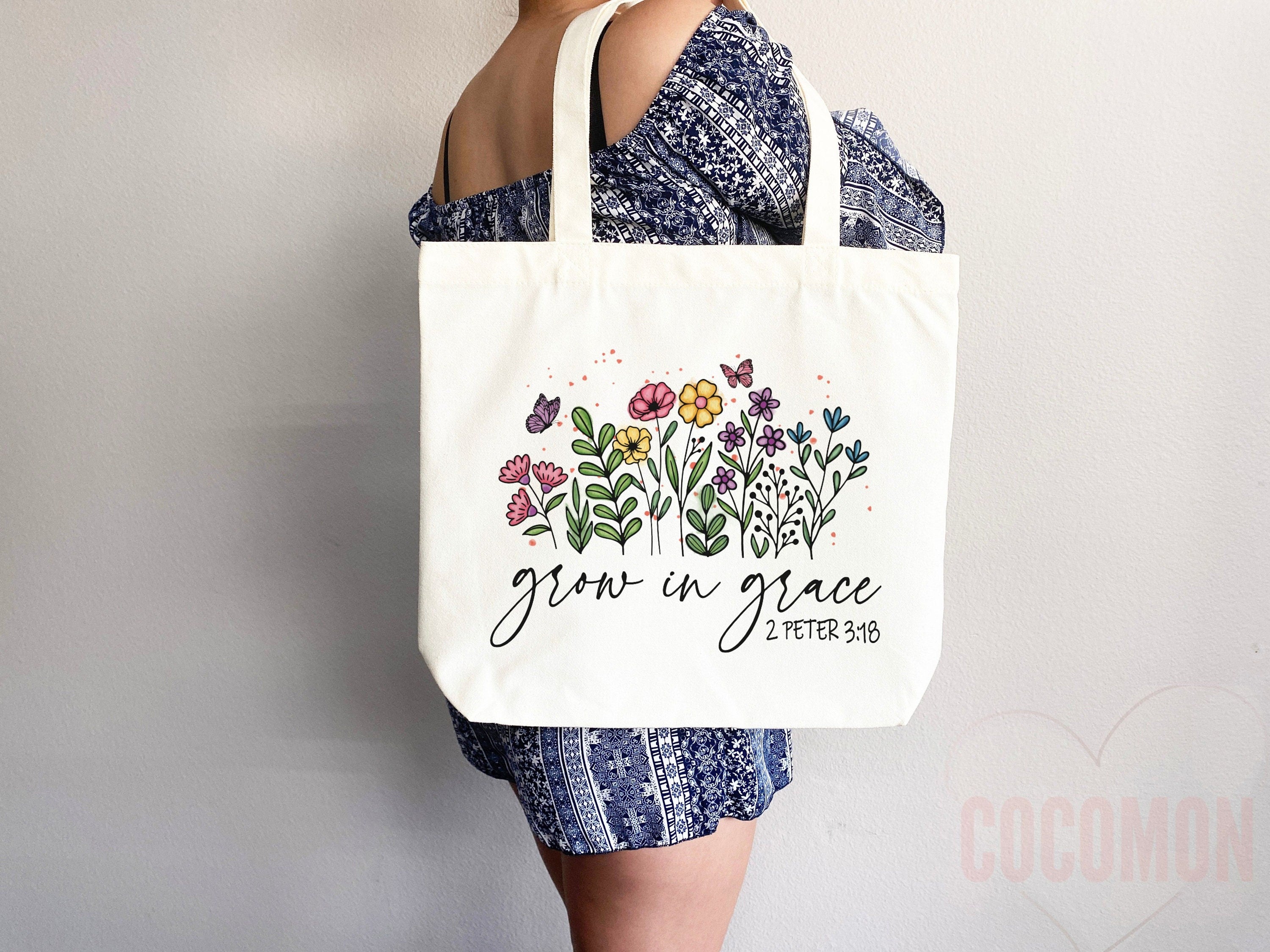 Faith Tote Bag, Christian Canvas Tote, Religious Scripture Gift, Bible Verse Tote, Christian Girl Gift, Church & School Shopper Bag, Inspirational Christian Apparel